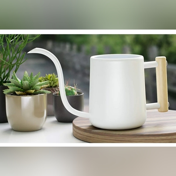 NWT Imeea White watering can with wood handle 35oz - Picture 1 of 6